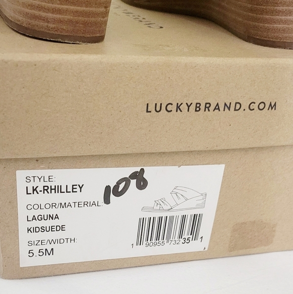 Lucky Brand Rhilley Laguna Brown Suede Wedge Heels Knotted Sandals 5.5 with Box - Picture 4 of 10